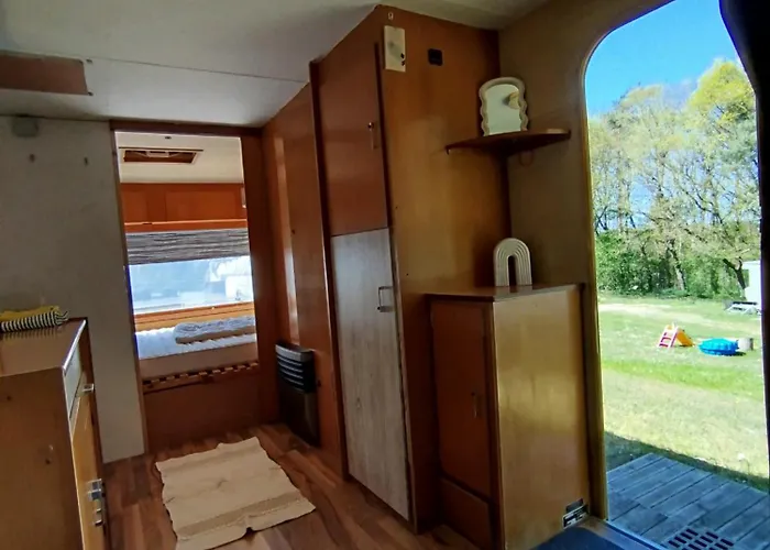 Retro Caravan Auf Tierschutzhof Am Wald