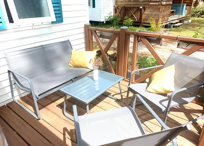 Mobil-Home 2 Chambres Tout Confort Avec Terrasse Couverte - Camping Calme Entre Ocean, Lac Et Pinede